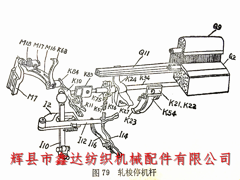 1511織機(jī)軋梭停機(jī)桿示意圖